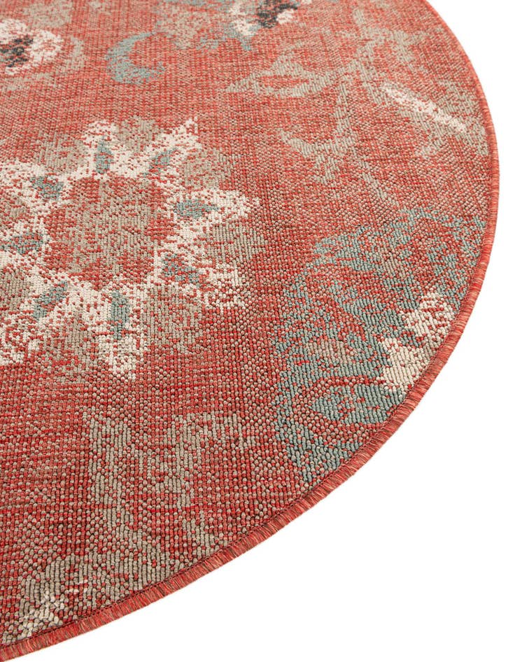 Detail image of 7' 10 x 7' 10 Easy-Clean Botanical Indoor / Outdoor Round Rug