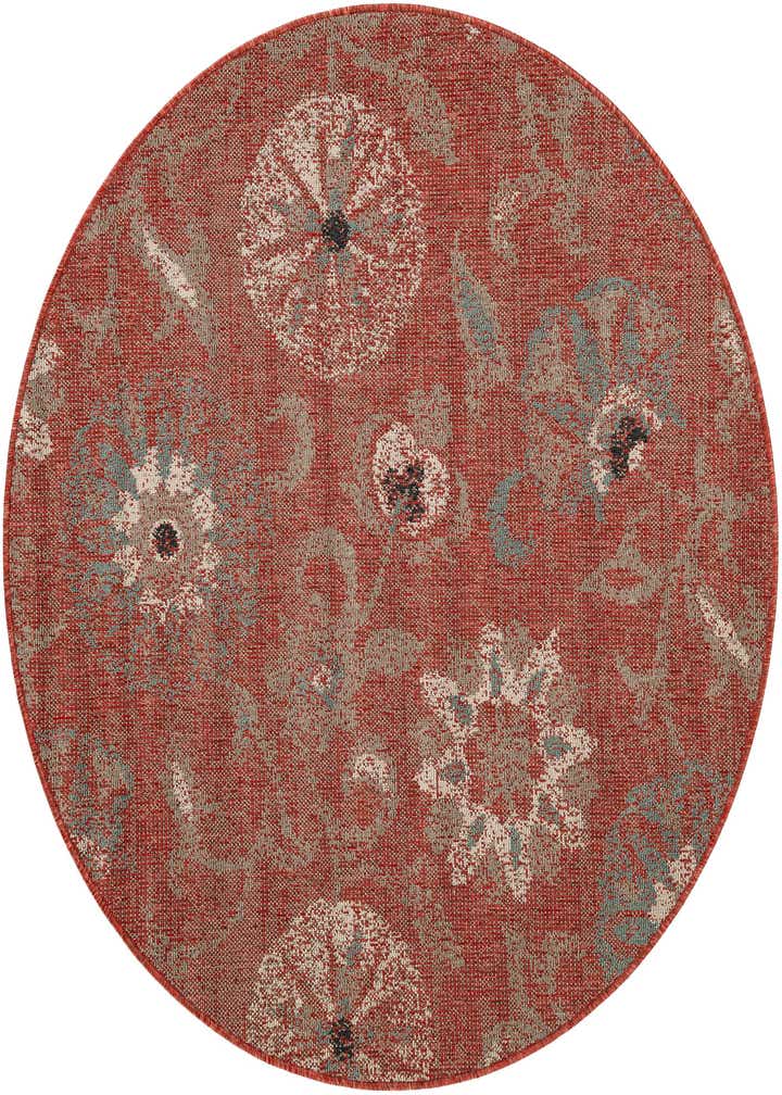 5' x 5' Easy-Clean Botanical Indoor / Outdoor Round Rug
