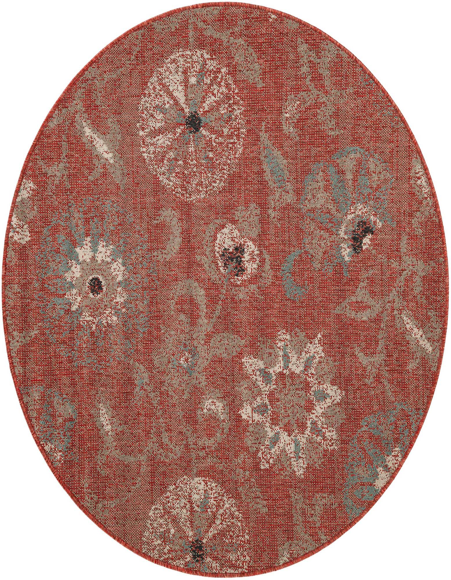 5' x 5' Easy-Clean Botanical Indoor / Outdoor Round Rug