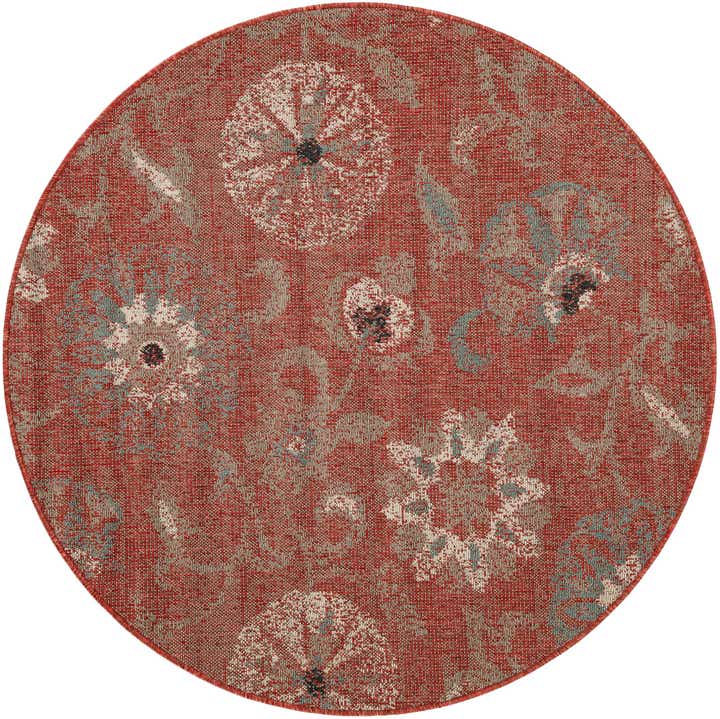 5' x 5' Easy-Clean Botanical Indoor / Outdoor Round Rug