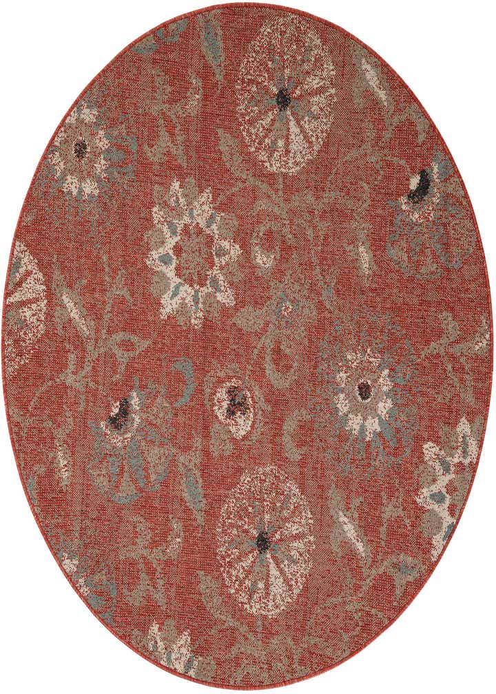 6' x 6' Easy-Clean Botanical Indoor / Outdoor Round Rug