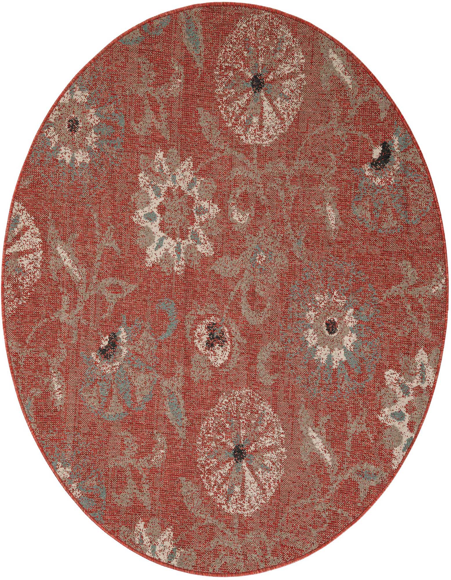 6' x 6' Easy-Clean Botanical Indoor / Outdoor Round Rug