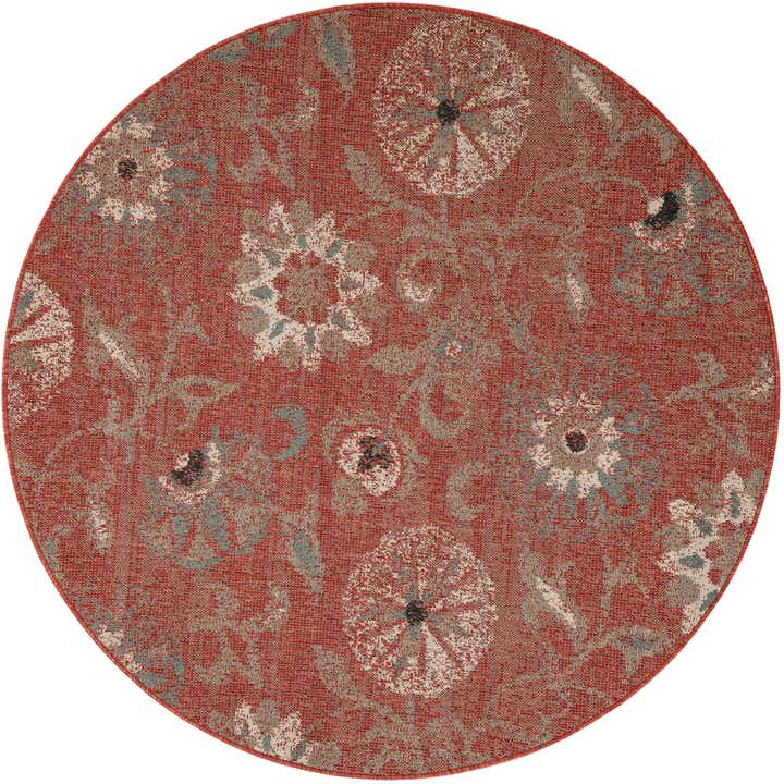 6' x 6' Easy-Clean Botanical Indoor / Outdoor Round Rug
