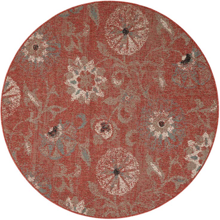 Detail image of 6' x 6' Easy-Clean Botanical Indoor / Outdoor Round Rug