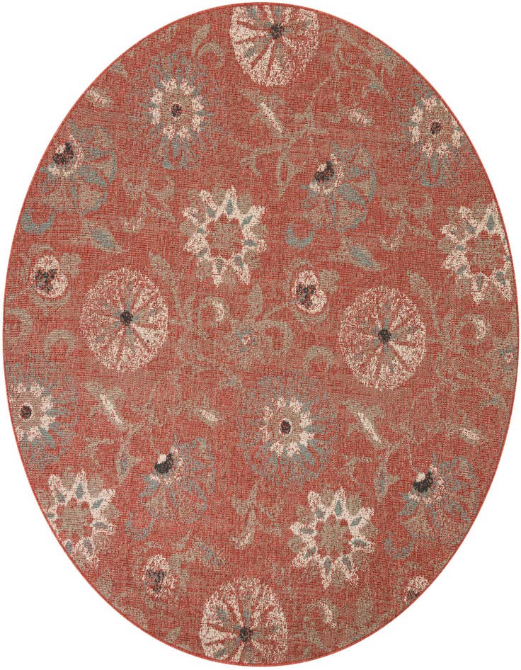 Detail image of 7' 10 x 7' 10 Easy-Clean Botanical Indoor / Outdoor Round Rug