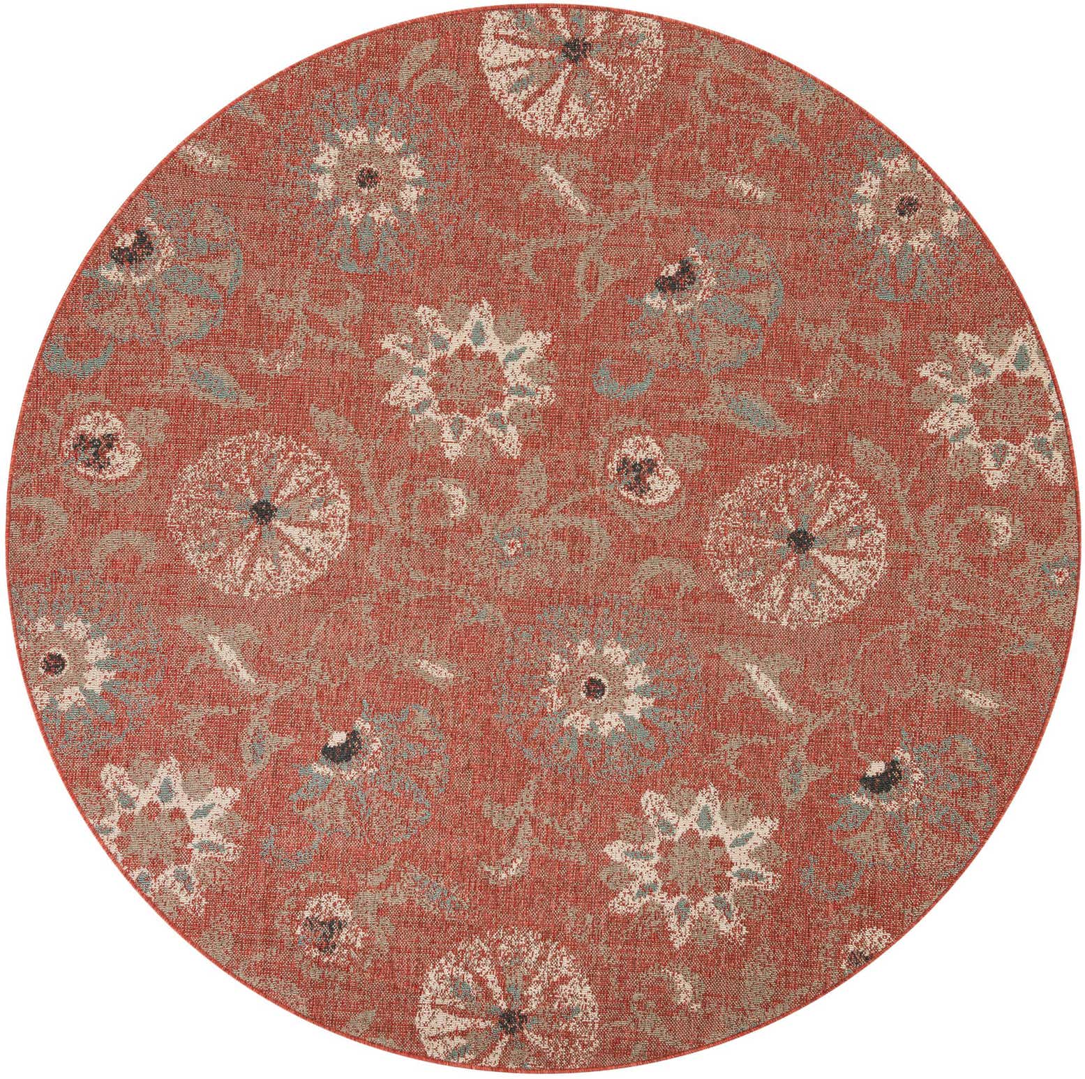 7' 10 x 7' 10 Easy-Clean Botanical Indoor / Outdoor Round Rug