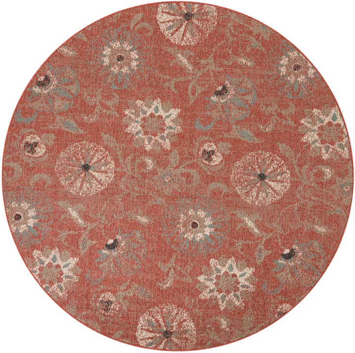 7' 10 x 7' 10 Easy-Clean Botanical Indoor / Outdoor Round Rug