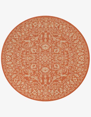 5' 3 x 5' 3 Easy-Clean Botanical Indoor / Outdoor Round Rug