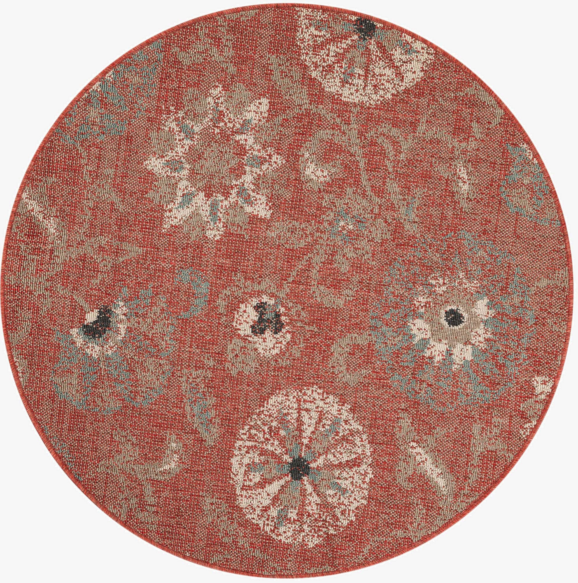 Primary image 4' x 4'  Washable Botanical Indoor / Outdoor Round Rug