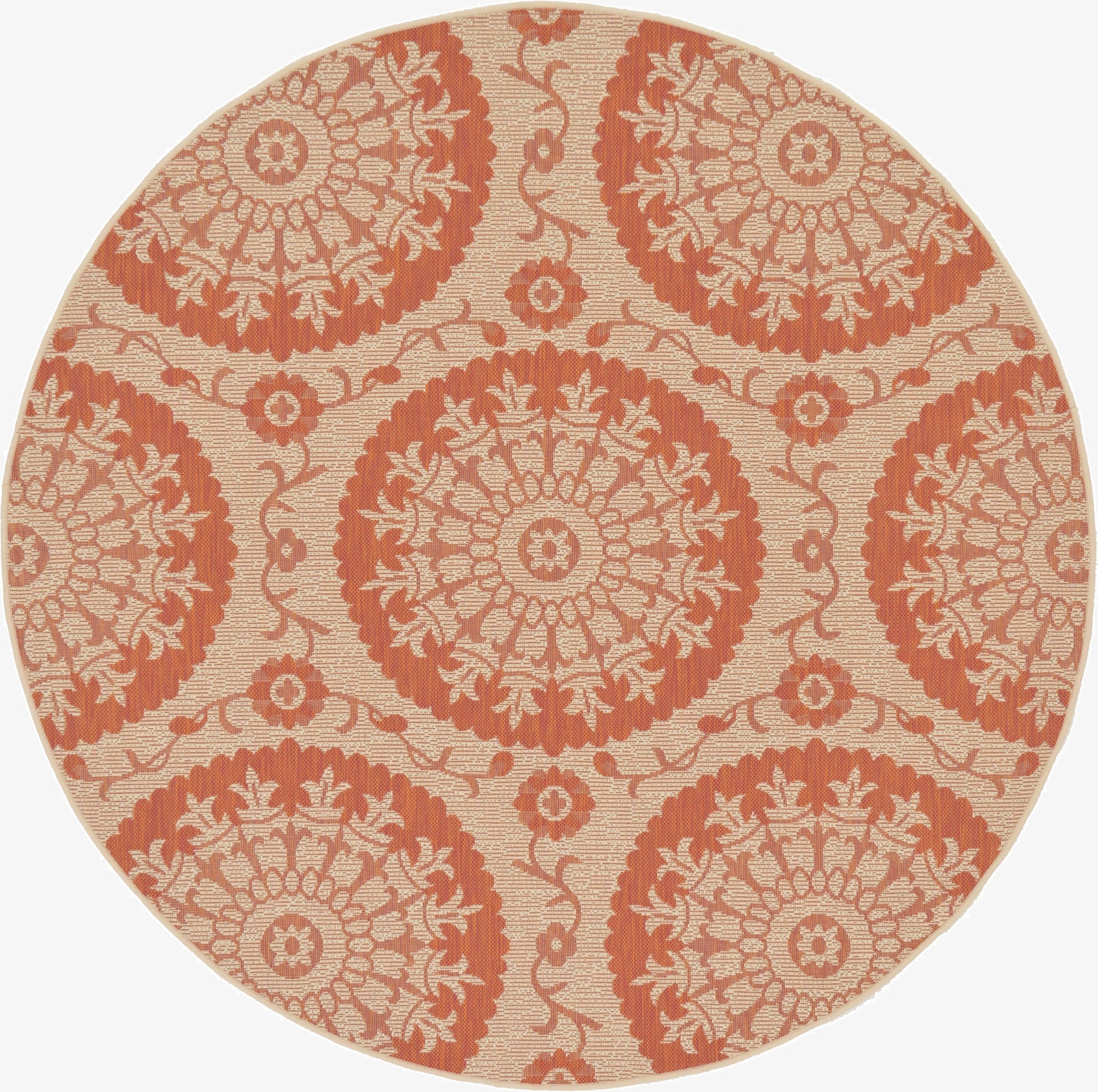 6' x 6'  Washable Botanical Indoor / Outdoor Round Rug