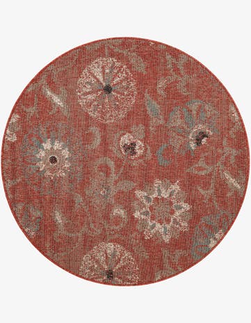 5' x 5' Easy-Clean Botanical Indoor / Outdoor Round Rug