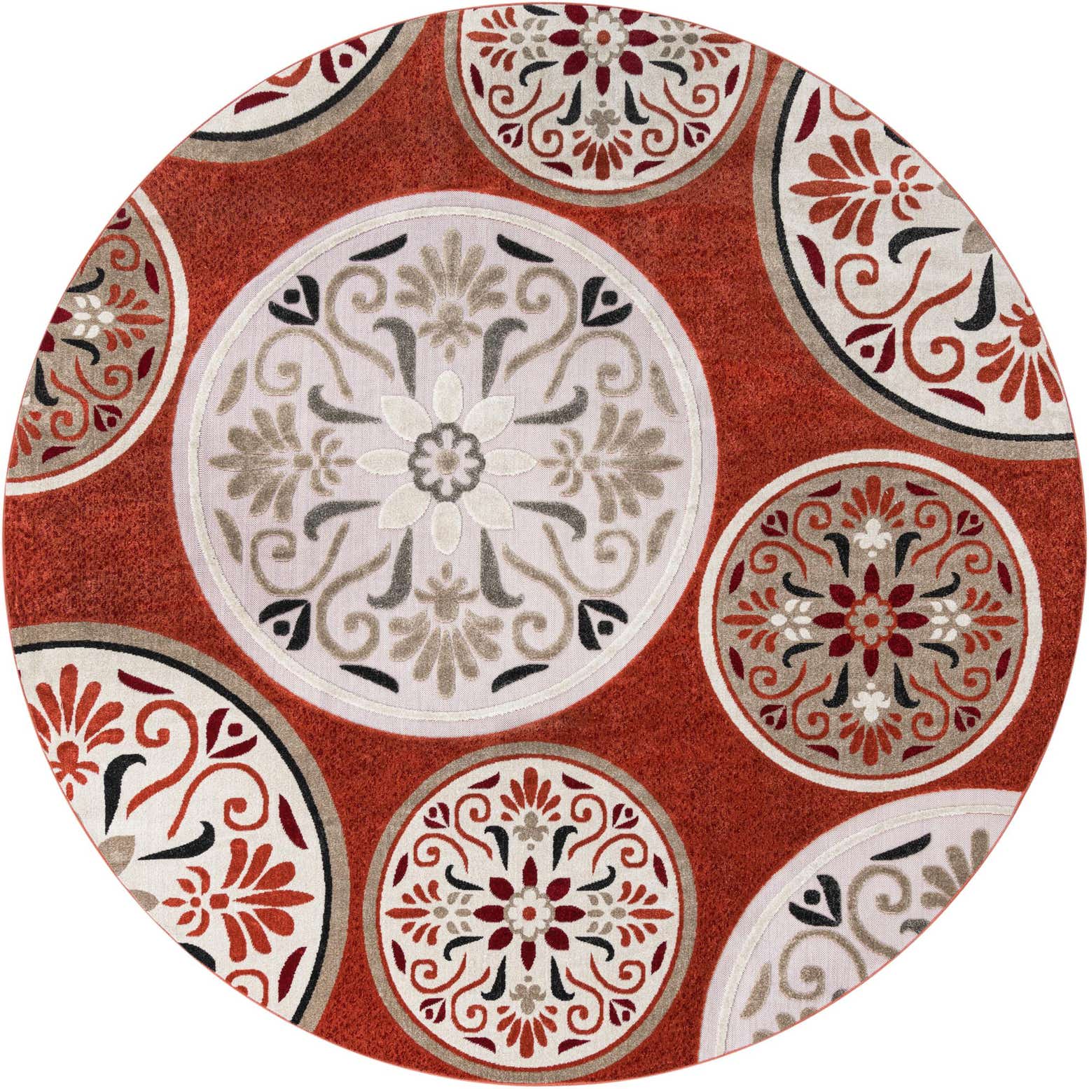 10' x 10' Easy-Clean Modern Indoor / Outdoor Round Rug