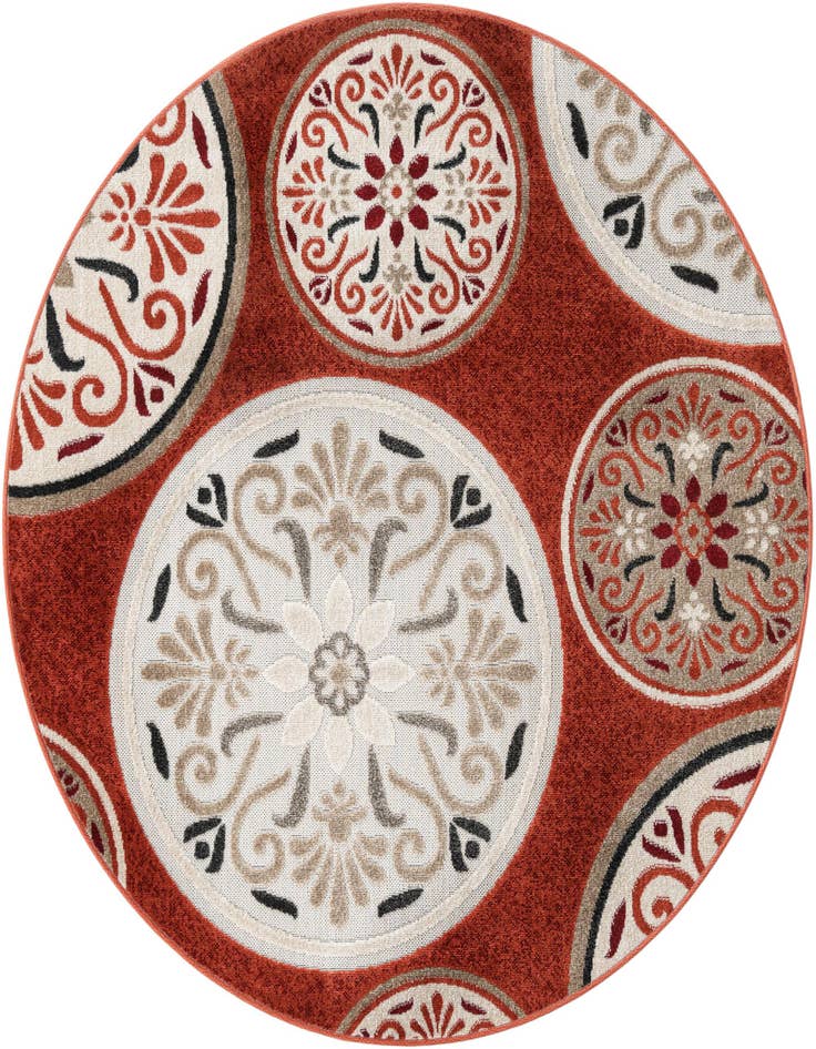 Detail image of 5' 3 x 5' 3 Easy-Clean Modern Indoor / Outdoor Round Rug