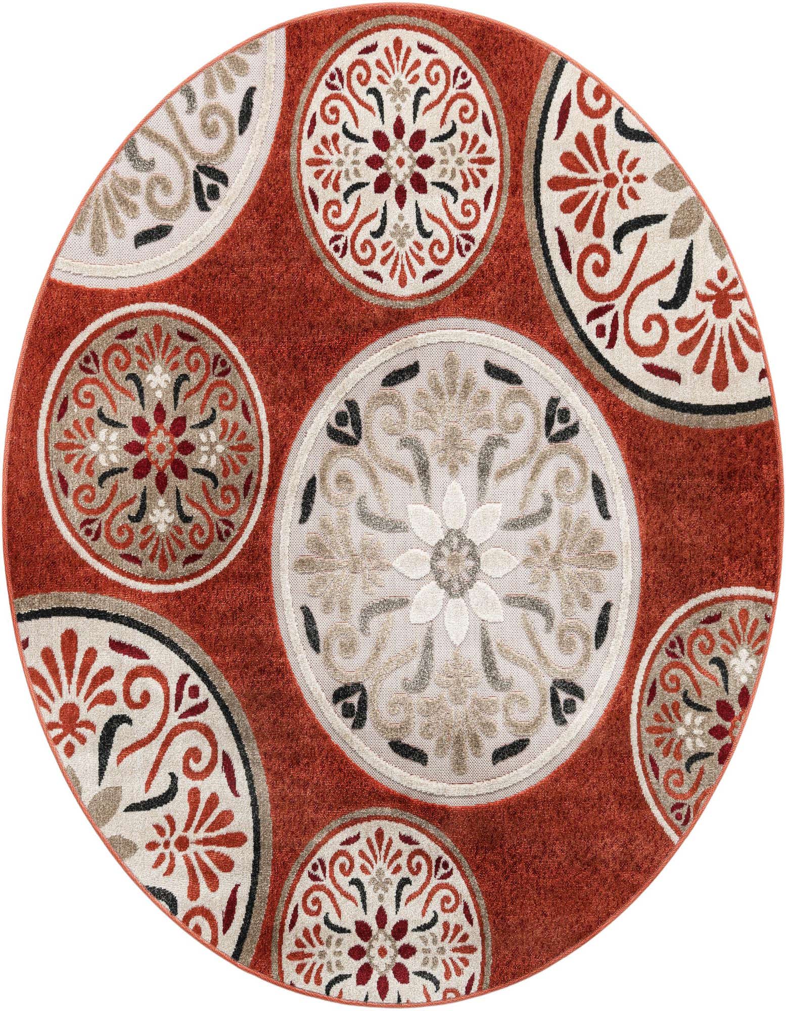 6' 1 x 6' 1 Easy-Clean Modern Indoor / Outdoor Round Rug