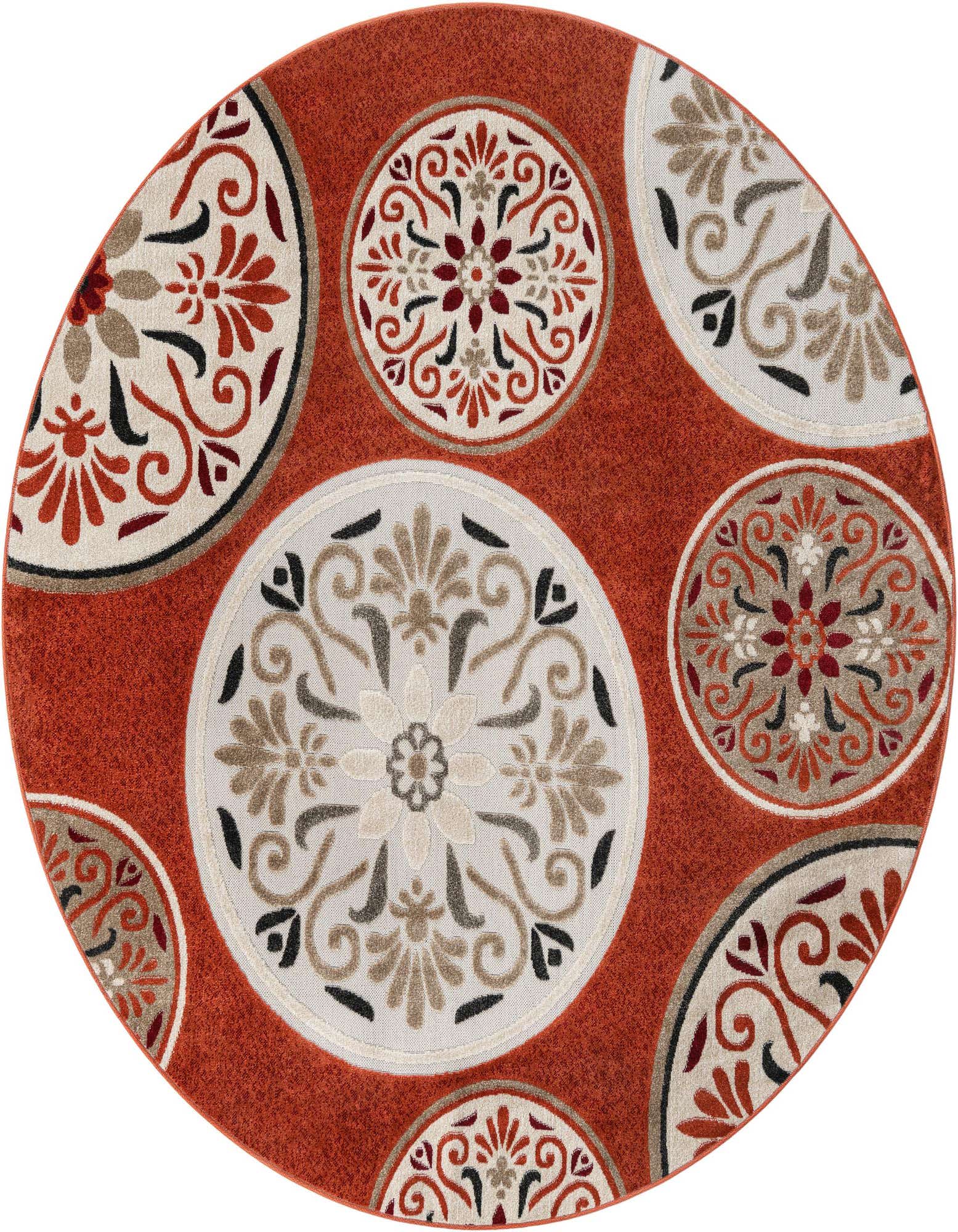 7' 10 x 7' 10 Easy-Clean Modern Indoor / Outdoor Round Rug