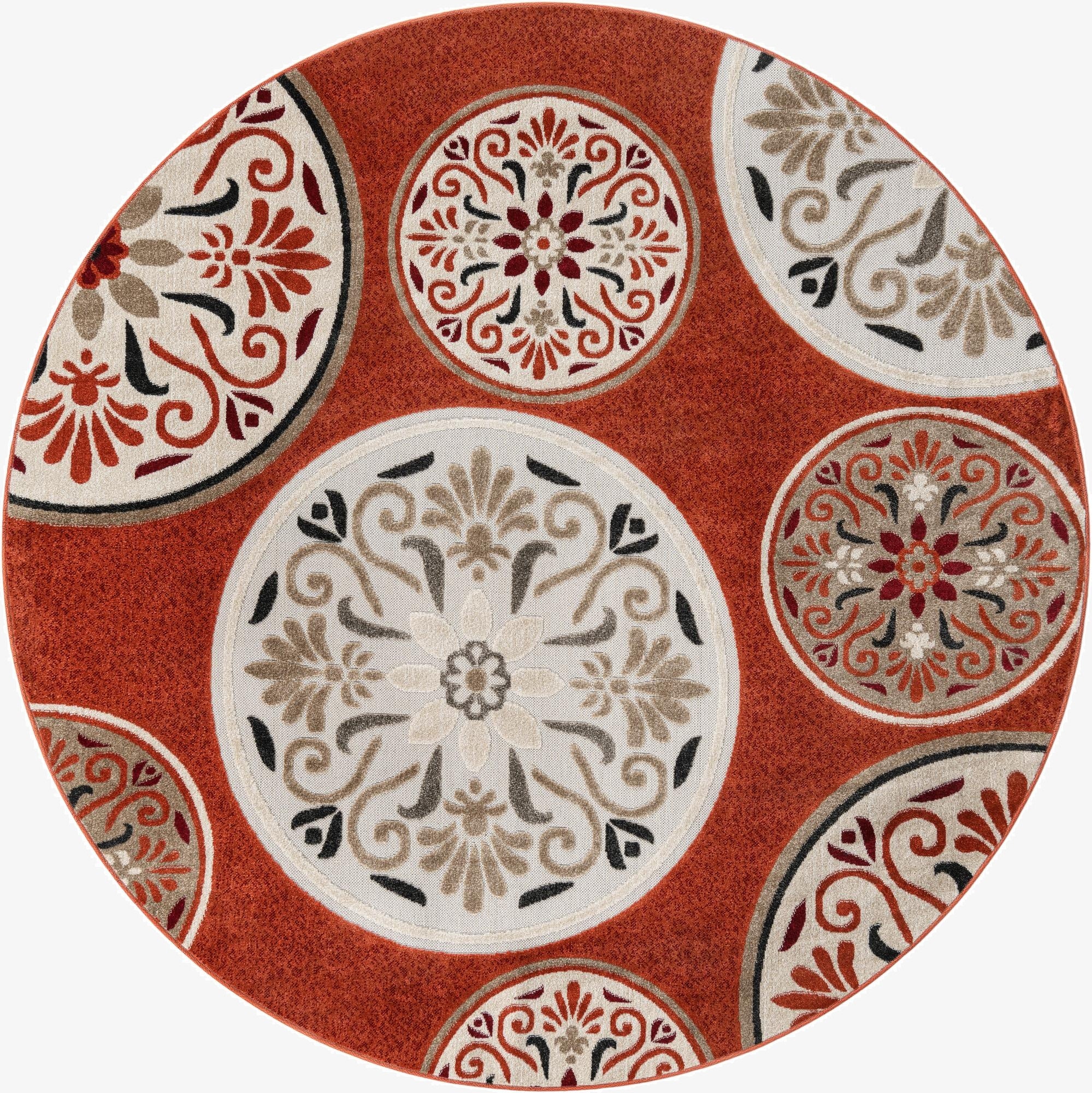 7' 10 x 7' 10  Washable Modern Indoor / Outdoor Round Rug