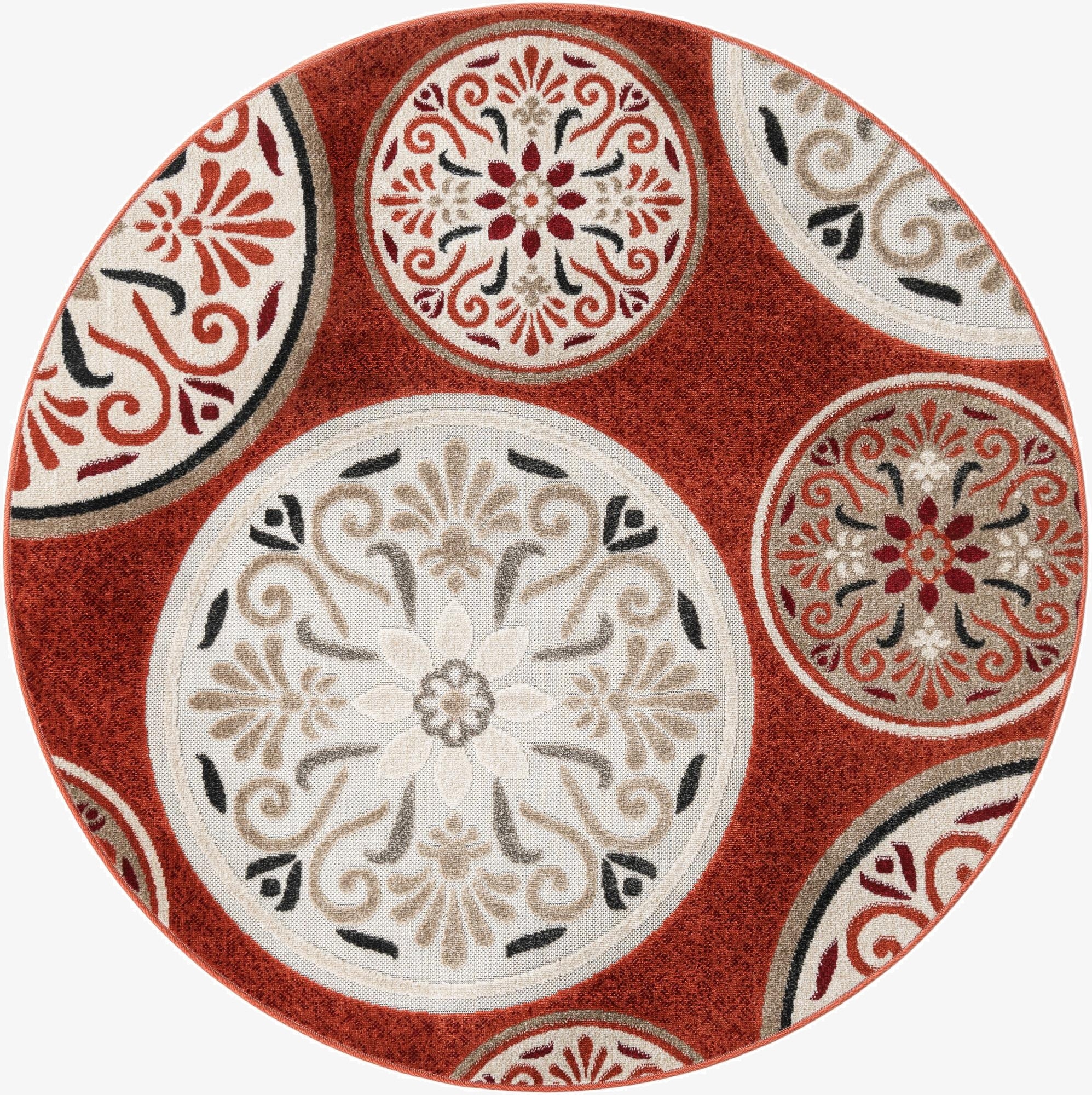 5' 3 x 5' 3  Washable Modern Indoor / Outdoor Round Rug