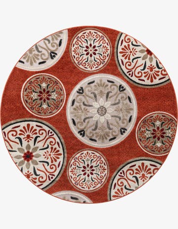 7' 1 x 7' 1 Easy-Clean Modern Indoor / Outdoor Round Rug