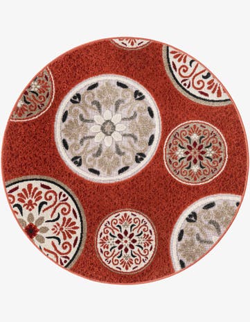 4' x 4' Easy-Clean Modern Indoor / Outdoor Round Rug