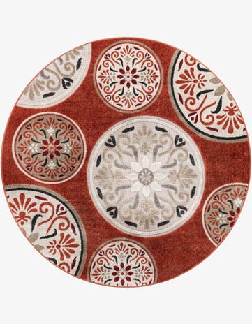 6' 1 x 6' 1 Easy-Clean Modern Indoor / Outdoor Round Rug