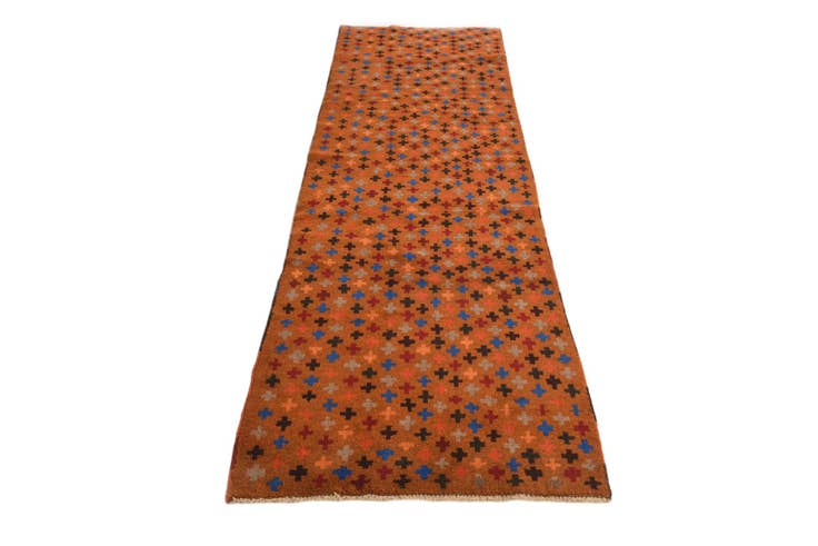 Detail image of 2' 8 x 9' 9 Hand Knotted Balouch Wool Runner Rug
