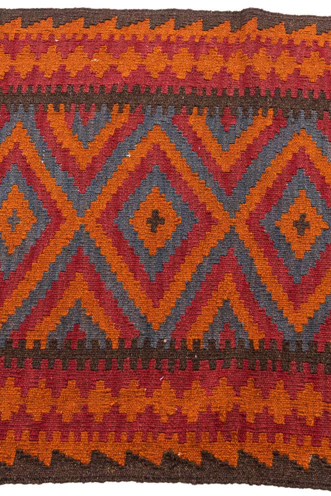2' 9 x 9' 7 Hand Woven Kilim Maymana Wool Runner Rug