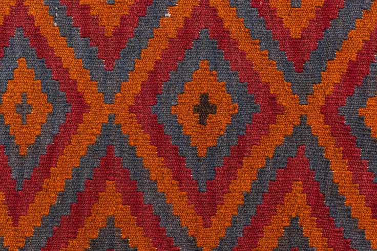 Detail image of 2' 9 x 9' 7 Hand Woven Kilim Maymana Wool Runner Rug