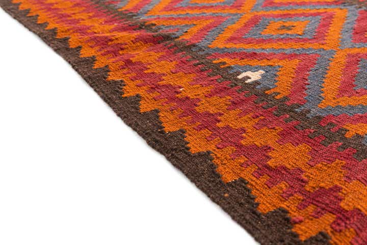 2' 9 x 9' 7 Hand Woven Kilim Maymana Wool Runner Rug