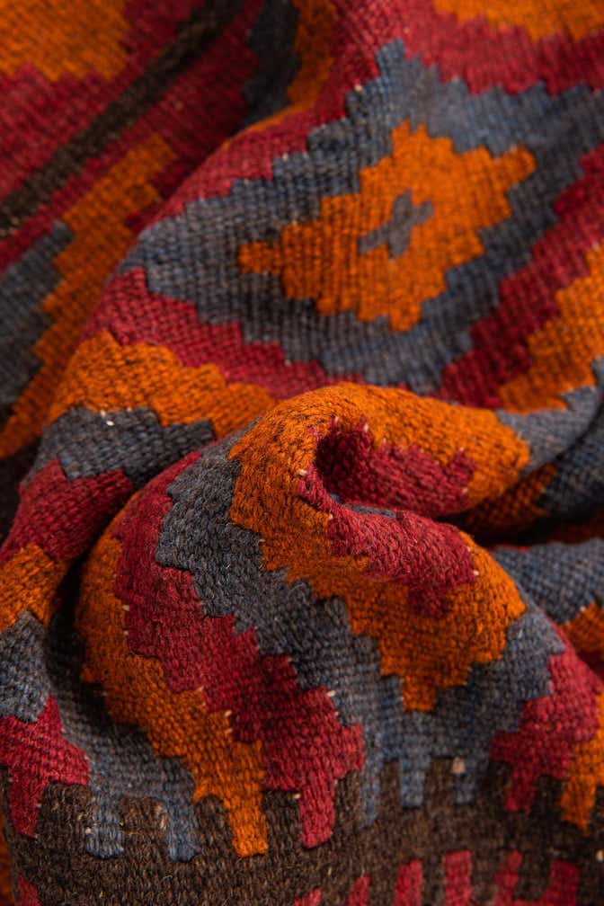 2' 9 x 9' 7 Hand Woven Kilim Maymana Wool Runner Rug