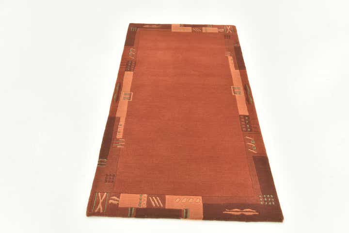 2' 4 x 4' 7 Hand Knotted Nepal Wool Runner Rug