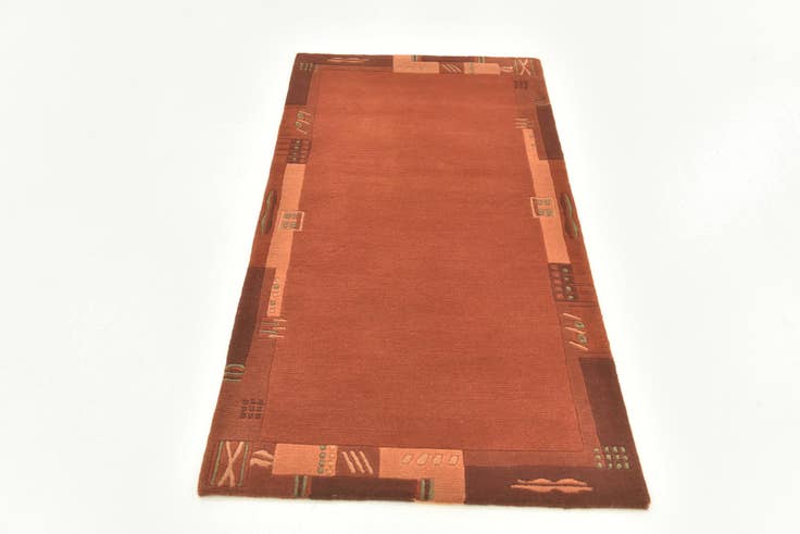 Detail image of 2' 4 x 4' 7 Hand Knotted Nepal Wool Runner Rug