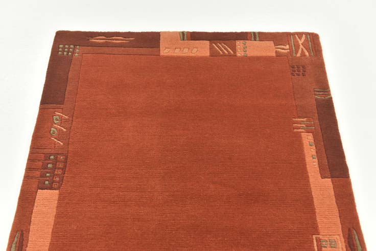 Detail image of 2' 4 x 4' 7 Hand Knotted Nepal Wool Runner Rug