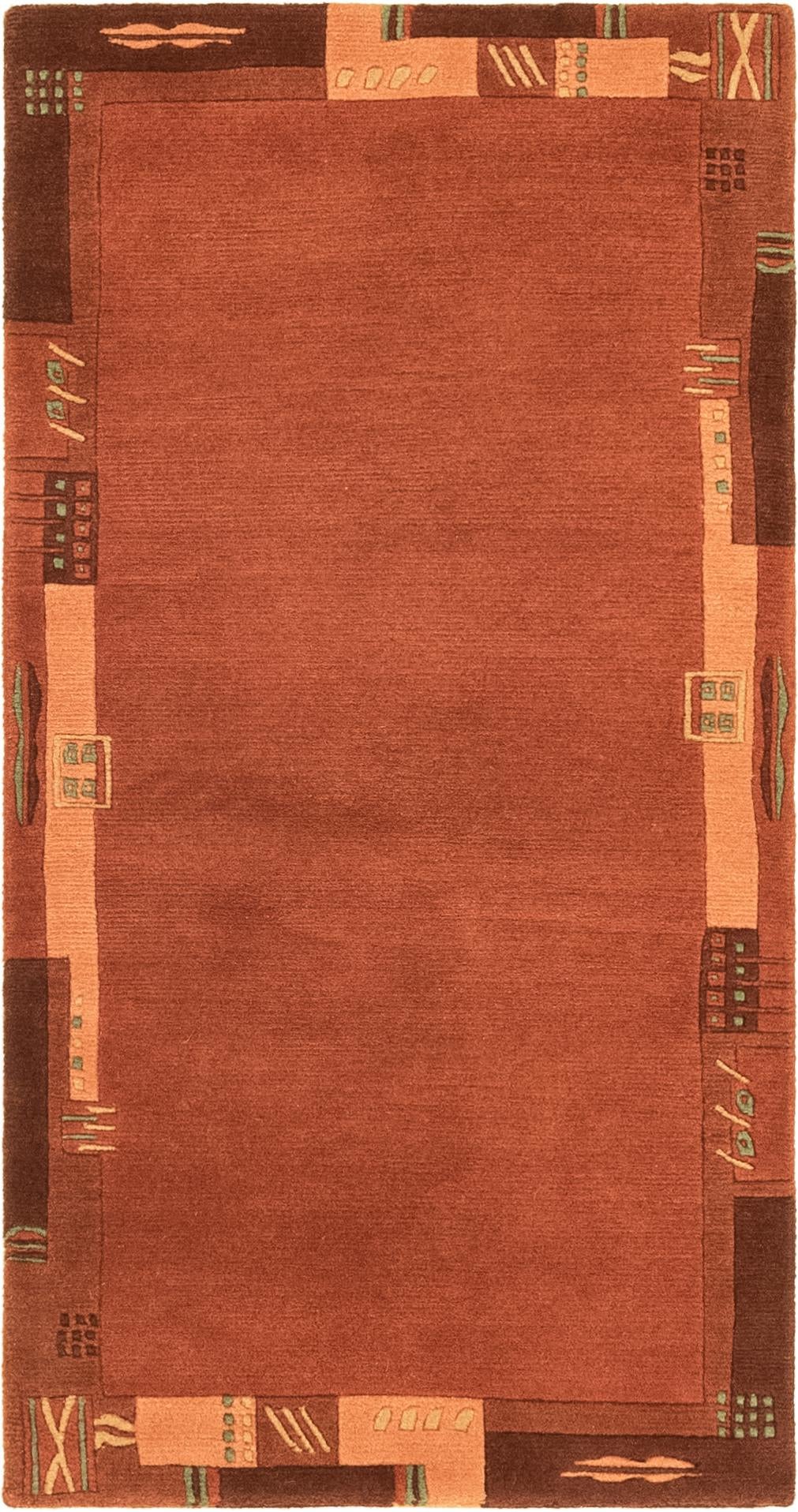 2' 4 x 4' 7 Hand Knotted Nepal Wool Runner Rug