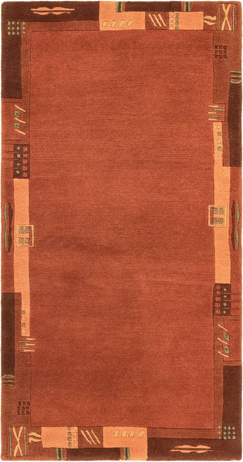 Detail image of 2' 4 x 4' 7 Hand Knotted Nepal Wool Runner Rug