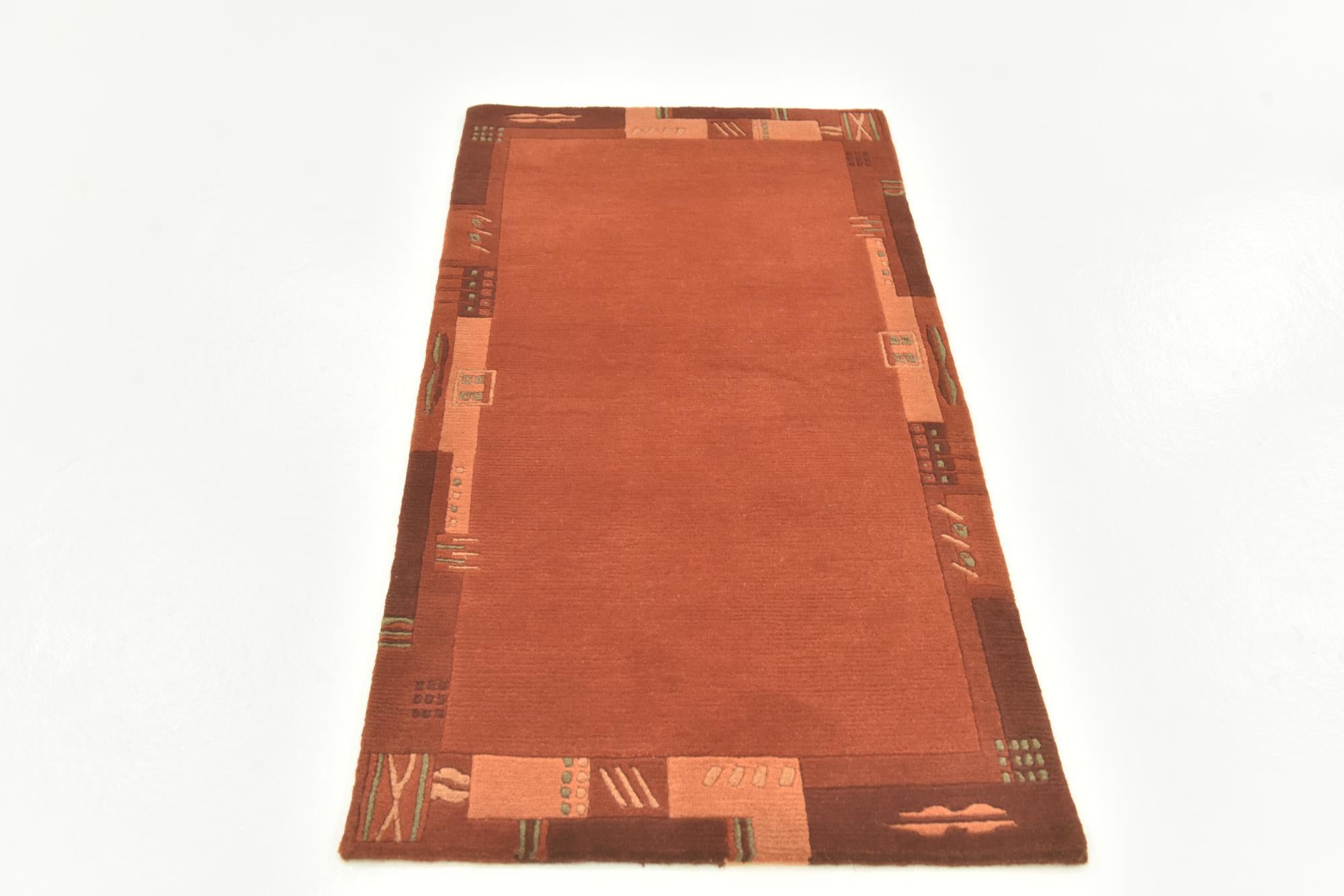 2' 4 x 4' 7 Hand Knotted Nepal Wool Runner Rug