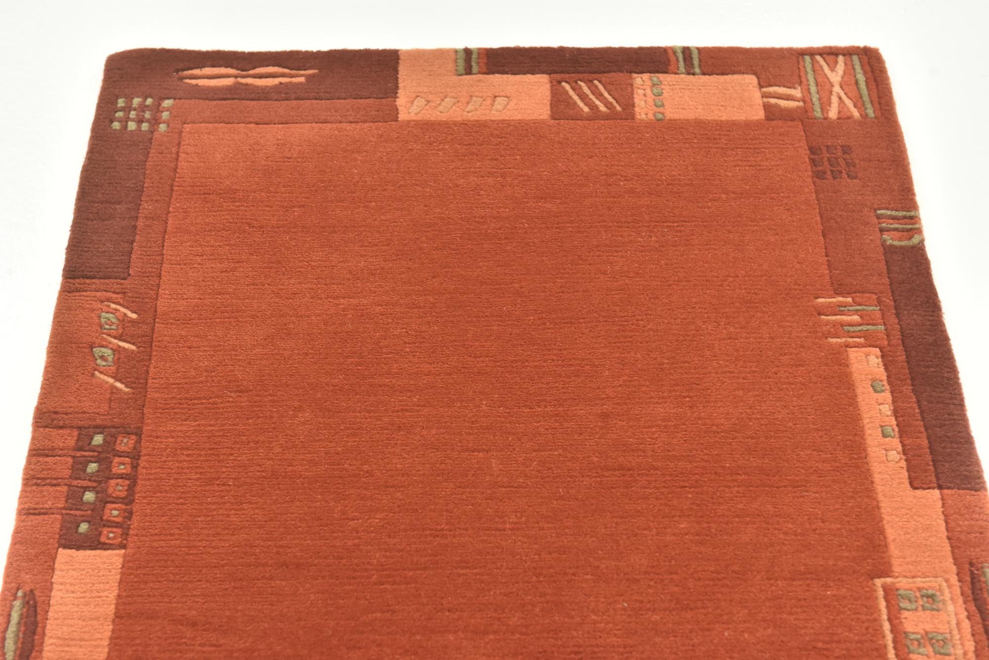 2' 4 x 4' 7 Hand Knotted Nepal Wool Runner Rug