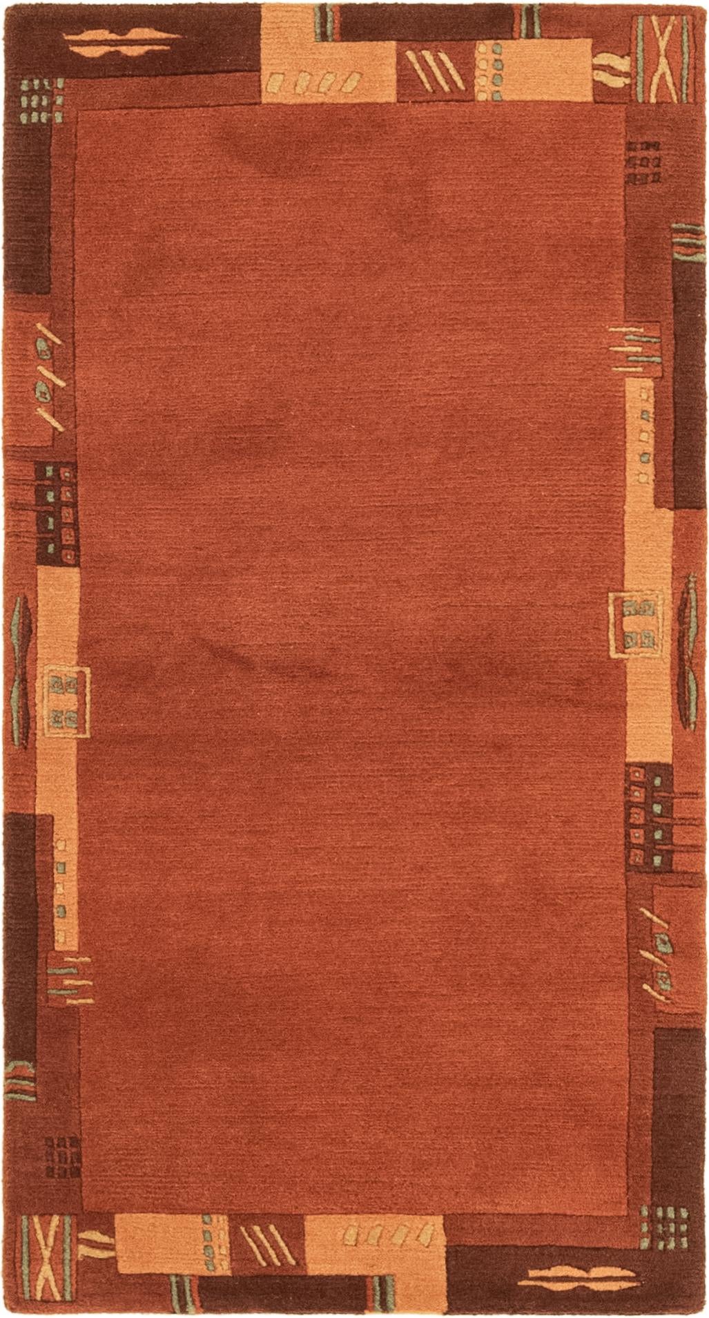 2' 4 x 4' 7 Hand Knotted Nepal Wool Runner Rug