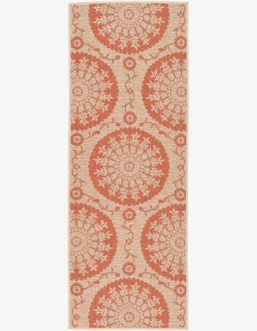 Terracotta Easy-Clean Botanical Indoor / Outdoor Runner Rug