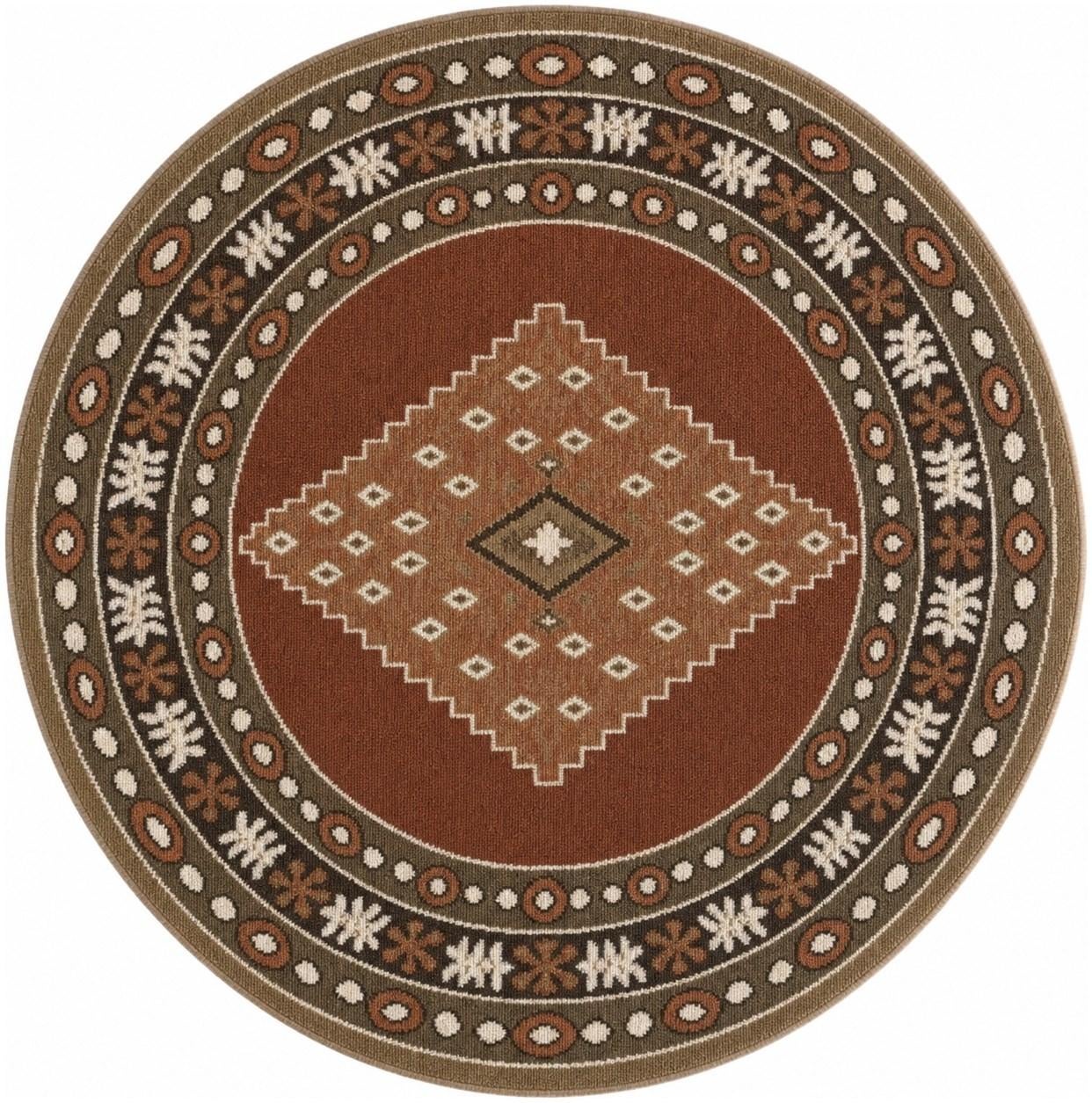 Terracotta Rust Red Grand Tradition Round Rug