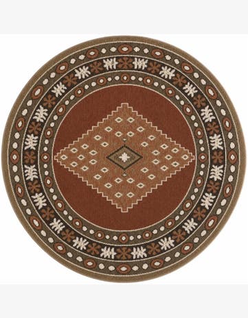 Terracotta Rust Red Grand Tradition Round Rug