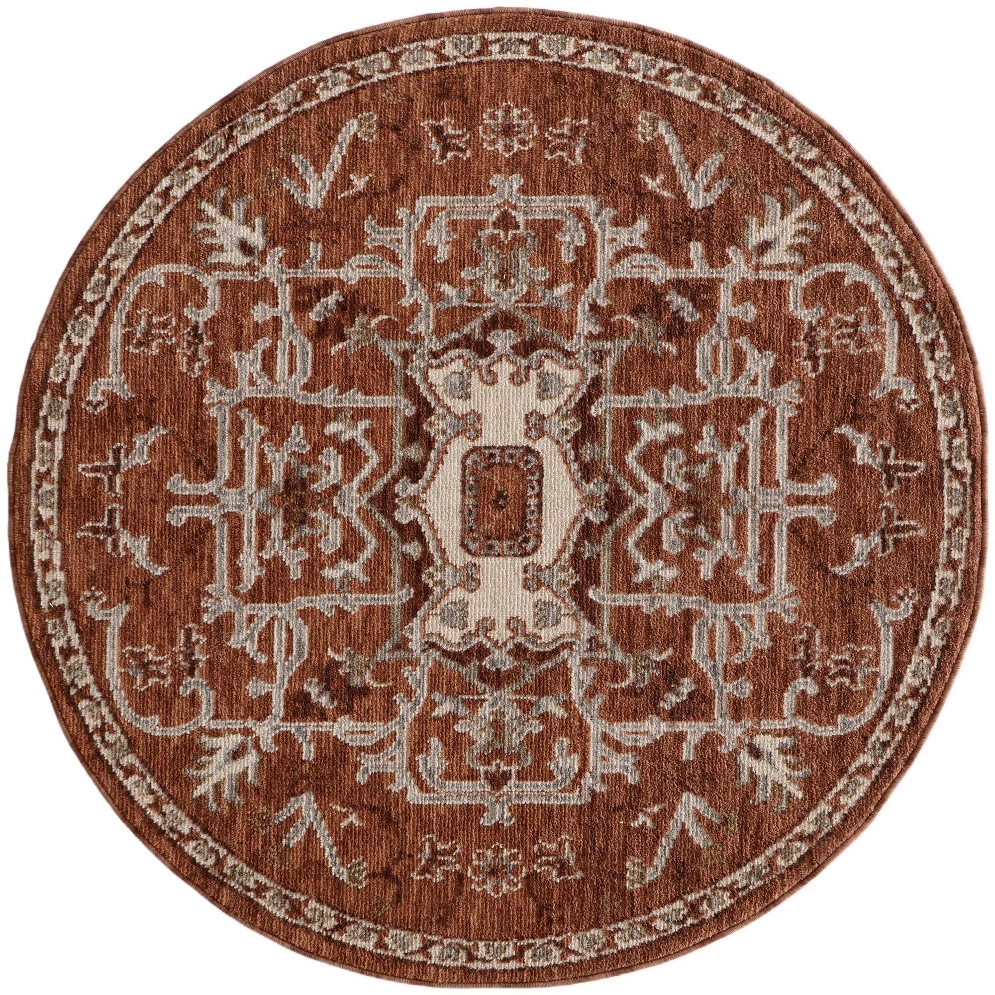 Terracotta Rust Red Grand Tradition Round Rug
