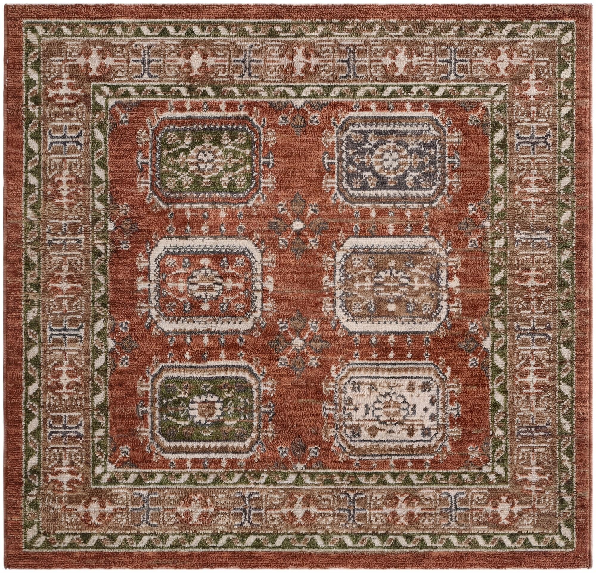 Terracotta Rust Red Grand Tradition Square Rug