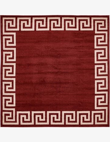 Terracotta Greek Key Square Rug