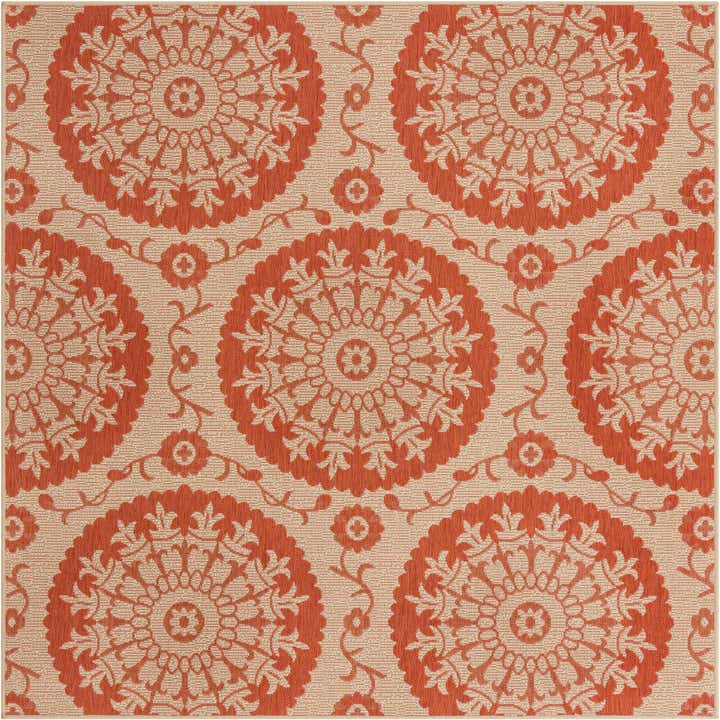 6' x 6' Easy-Clean Botanical Indoor / Outdoor Square Rug