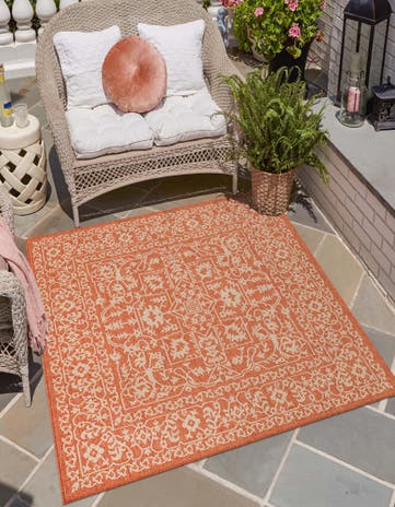 10' x 10' Easy-Clean Botanical Indoor / Outdoor Square Rug