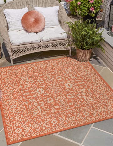 10' x 10' Easy-Clean Botanical Indoor / Outdoor Square Rug