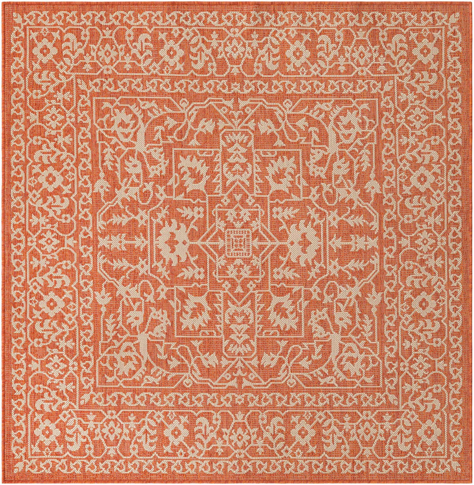 5' 3 x 5' 3 Easy-Clean Botanical Indoor / Outdoor Square Rug
