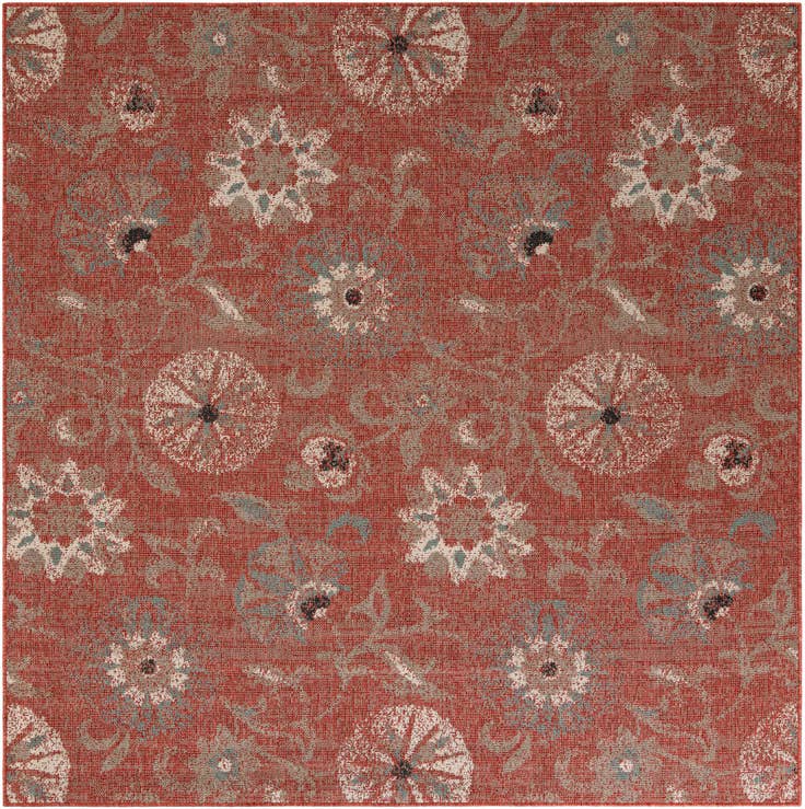 Detail image of 7' 10 x 7' 10 Easy-Clean Botanical Indoor / Outdoor Square Rug