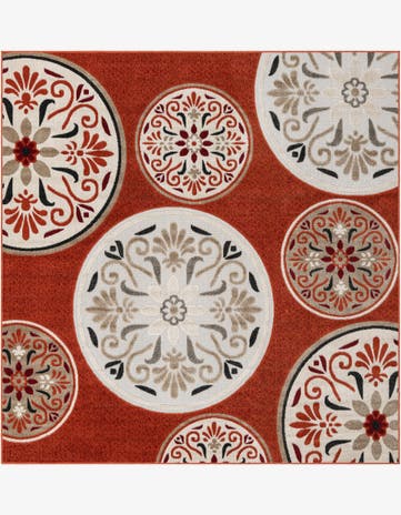 Terracotta Easy-Clean Modern Indoor / Outdoor Square Rug