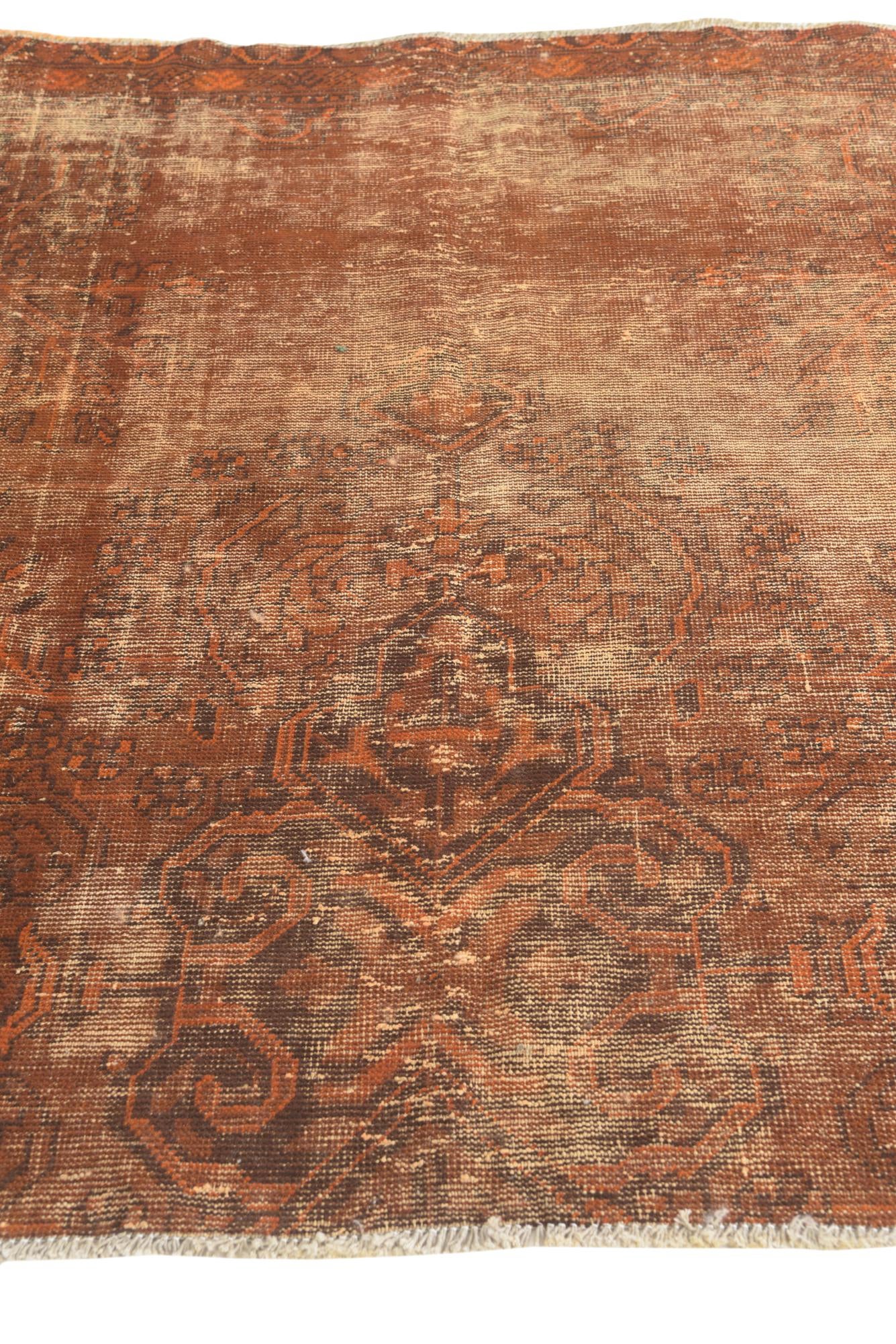 5' 1 x 5' 2 Hand Knotted Ultra Vintage Persian Wool Square Rug